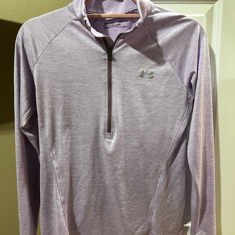 (2) Under Armour purple and white & solid purple Heat loose fit jackets size S.